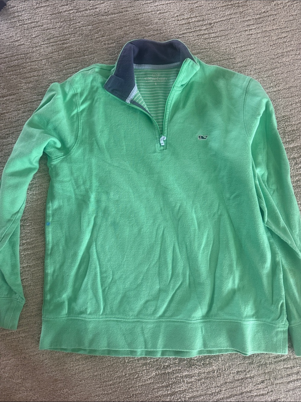 Vineyard Vines Men's Mint Green Quarter-Zip Pullover with Navy  small Trim